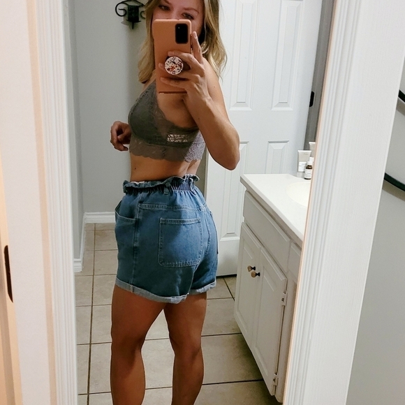Amazon Cinch Waist Cuffed Denim Mom Shorts Size XS - Picture 11 of 11